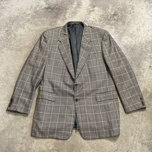 Hickey Freeman Saks Fifth Ave Blazer Mens Sz 44L Plaid Cashmere Loro Piano Italy
